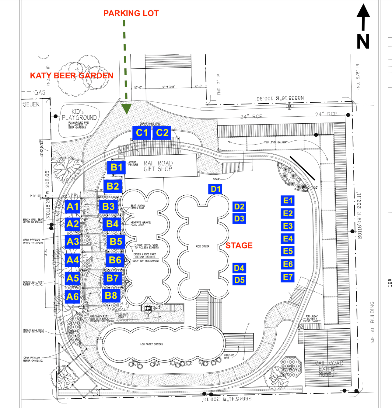 Farmers market layout, vendor booth spaces