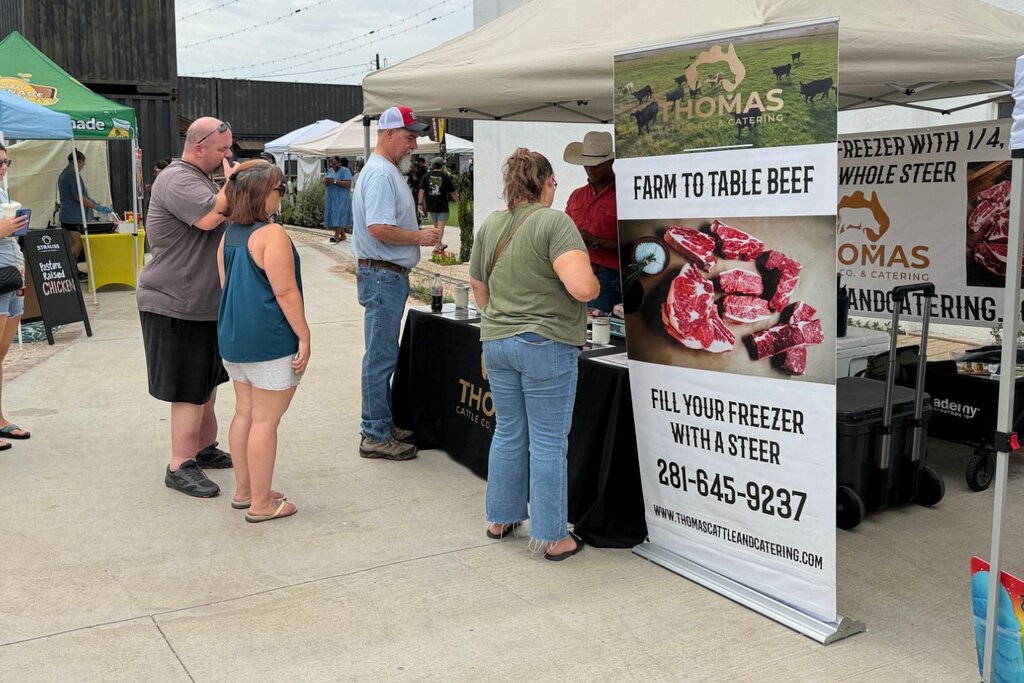 The farm-to-table beef booth at the market